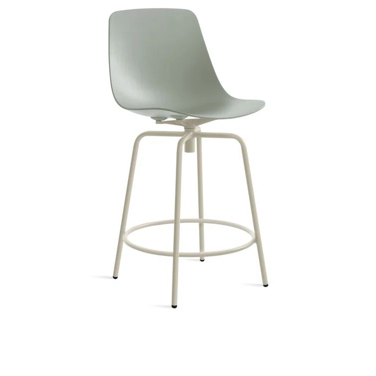 Gray Green Wood and Metal Swivel Counter Stool