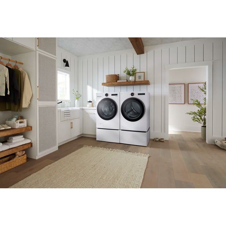 LG 7.4 cu. ft. White Front Load Smart Electric Dryer with Steam and AI Sensor