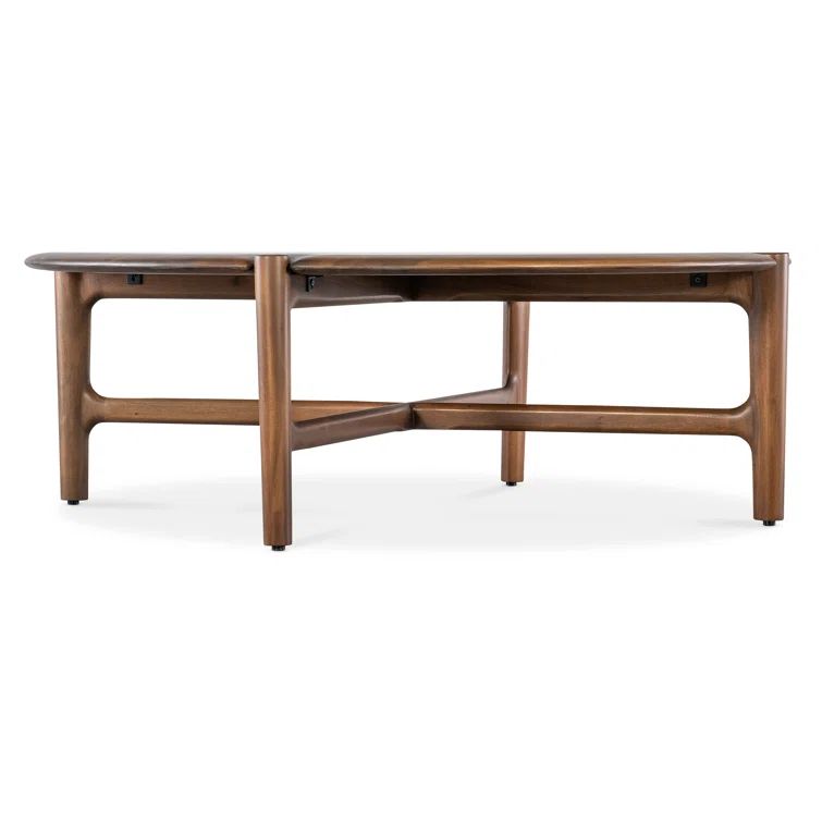 Chestnut Mahogany Round Coffee Table with X-Stretcher Base