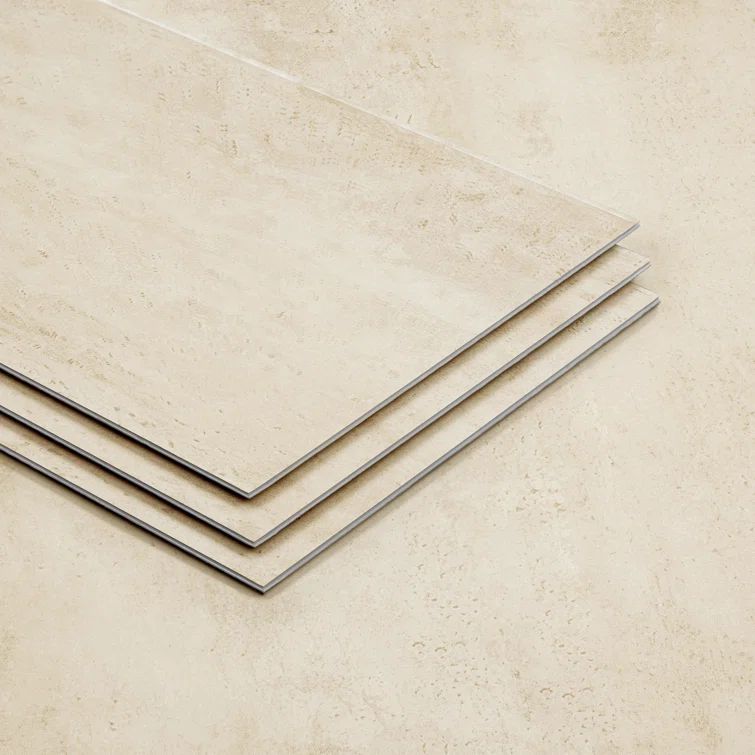 Cream Beige 24" x 12" Waterproof Vinyl Tile Flooring