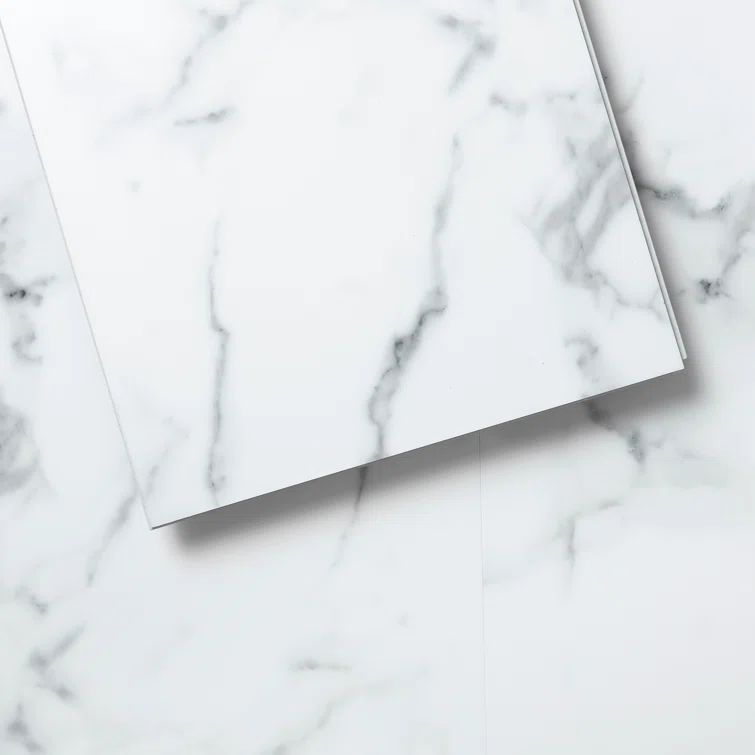 Calacatta White Marble Look 12" x 24" Vinyl Tile Flooring