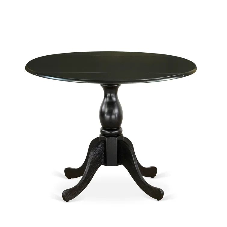 Black Round Extendable Solid Wood Dining Table