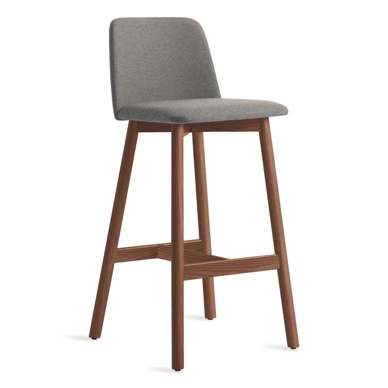 Pewter and Walnut Adjustable Bar Stool with Low Back