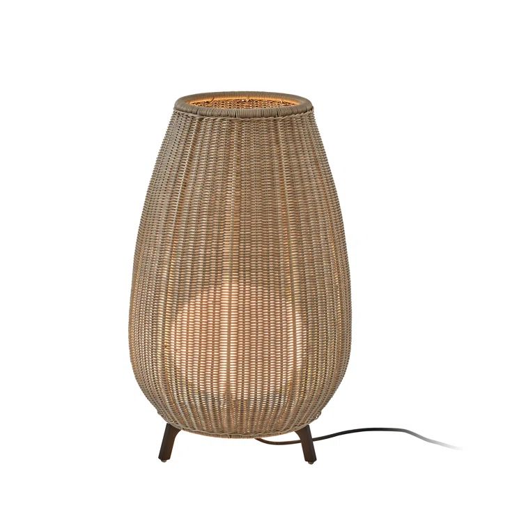 Amphora Light Beige Handwoven Outdoor Tripod Floor Lamp
