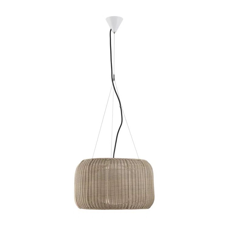 Fora Elegance 2-Light Drum Pendant in Light Beige with Aluminum Accents