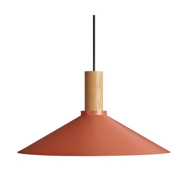 Tomato White Oak Solid Wood Single Pendant Light 18" W