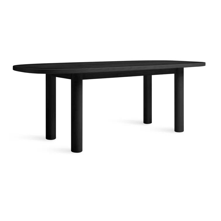 Black Ash Round Wood Dining Table with Thick Legs