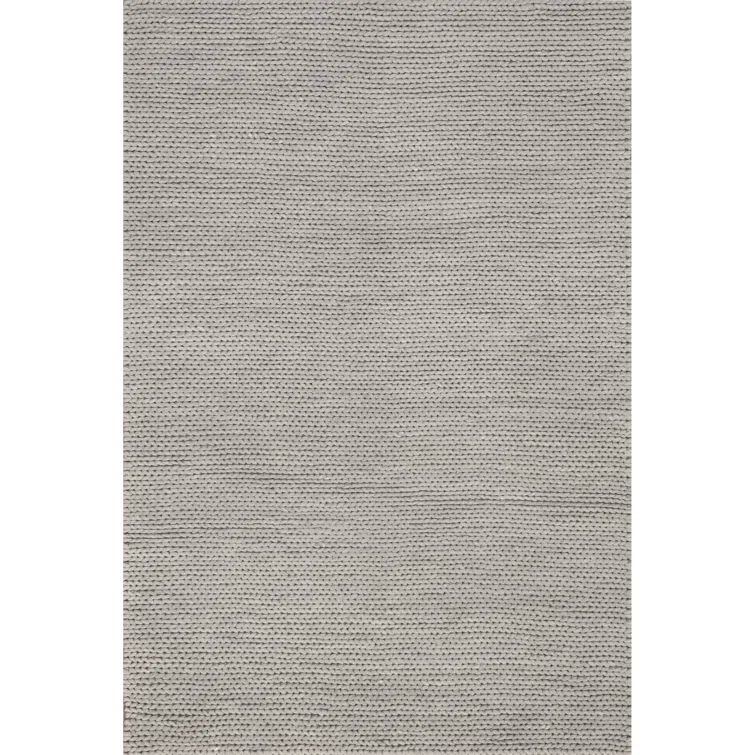 Handmade Braided Wool Accent Rug 2' x 3' in Light Grey