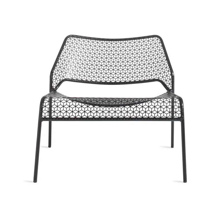 Black Geometric Metal Lounge Chair with 14" Seat Height