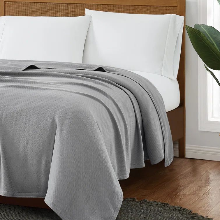 Snuggly Grey Waffle Knit Full/Queen Cotton Blanket