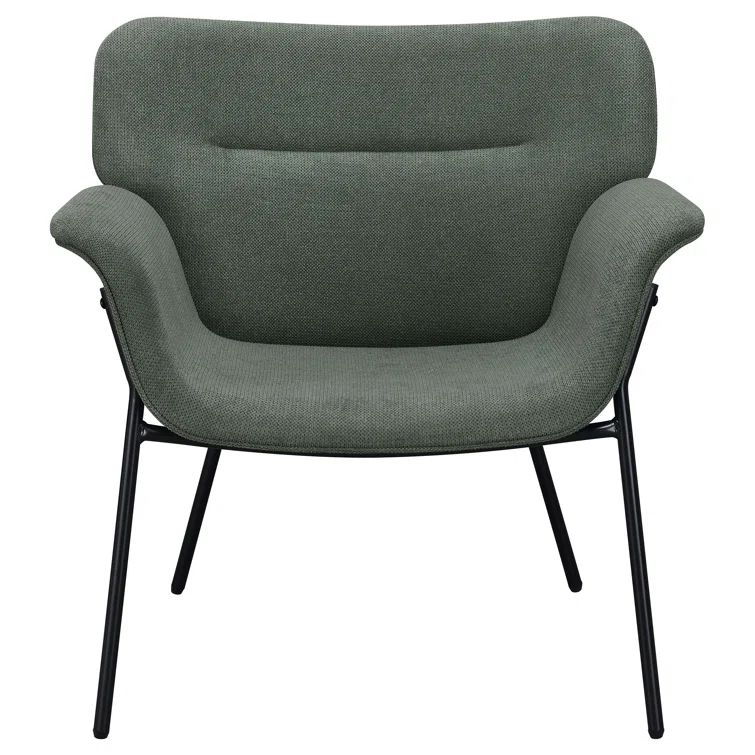 Ivy Green Woven Fabric Mid-Century Modern Accent Chair