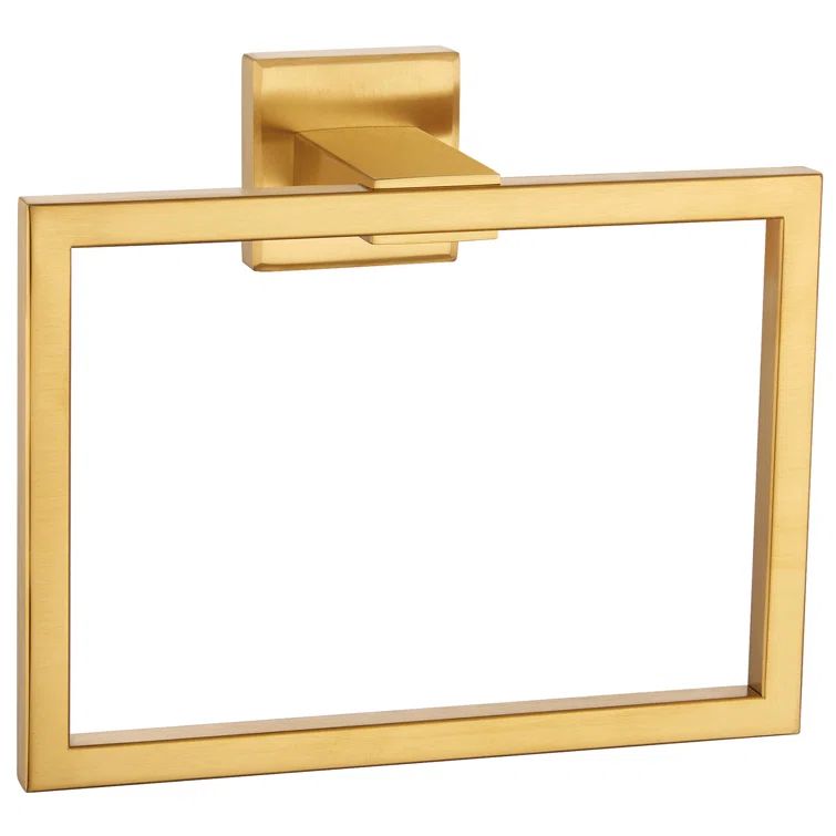Brushed Gold Rectangular Wall Mounted Towel Ring