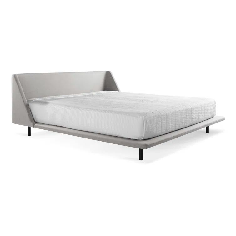 Vesper Light Grey King Upholstered Platform Bed with Curved Headboard