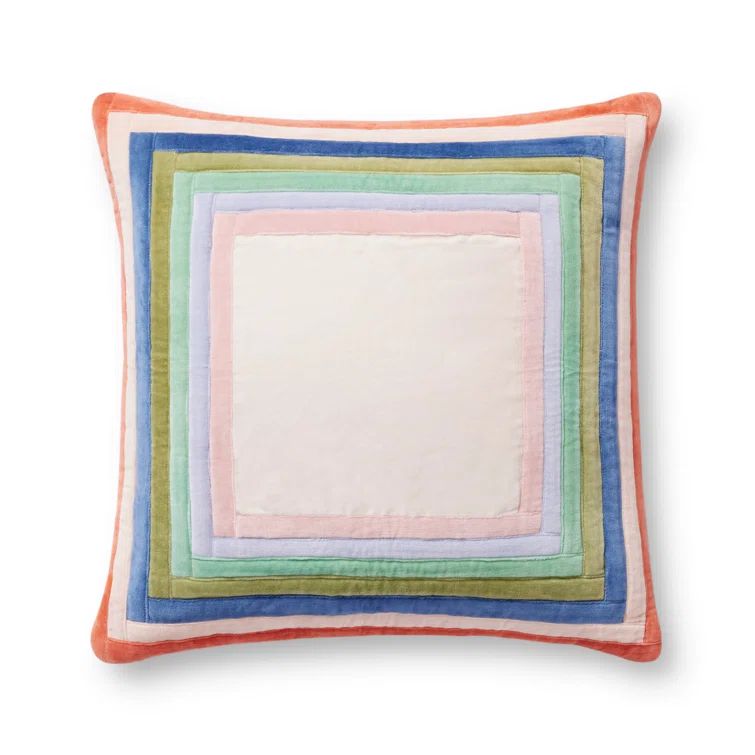 Retro Multicolor Cotton Blend Square Throw Pillow