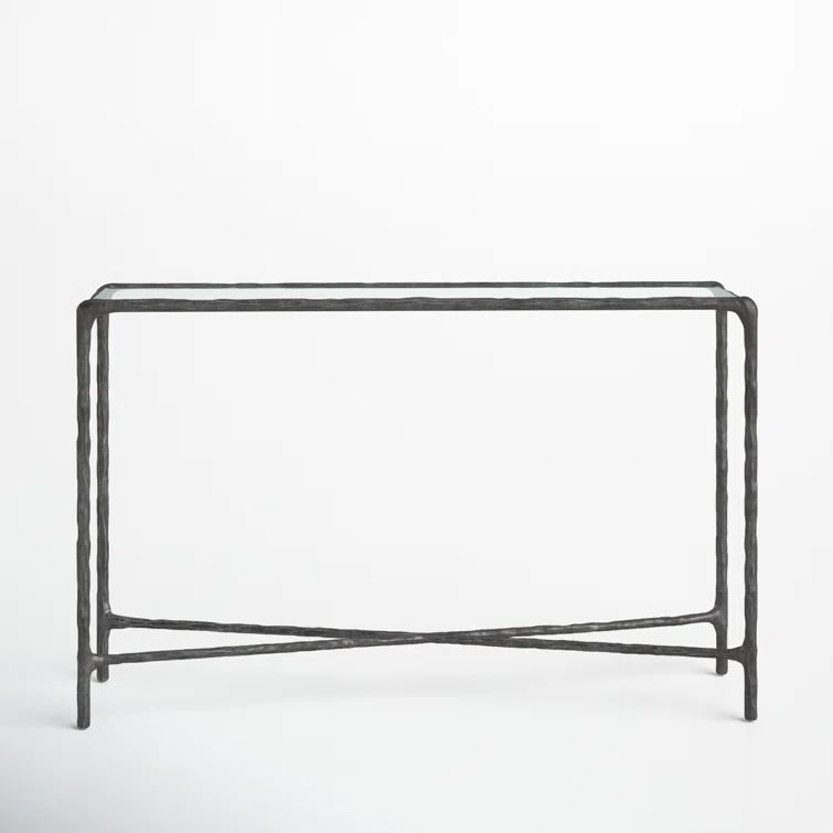 Jessa Aristocratic Black Metal and Glass 48'' Console Table