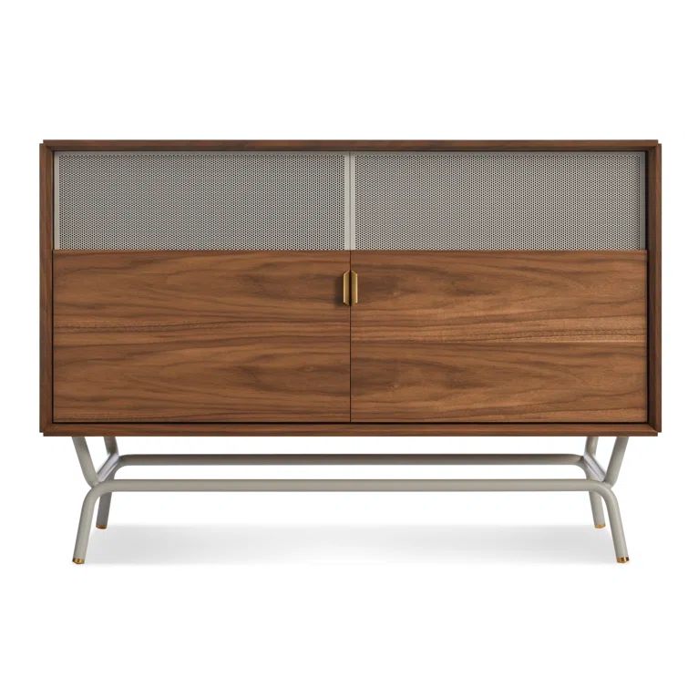 Dang 42" Walnut and Putty Gray TV Stand with Brass Details