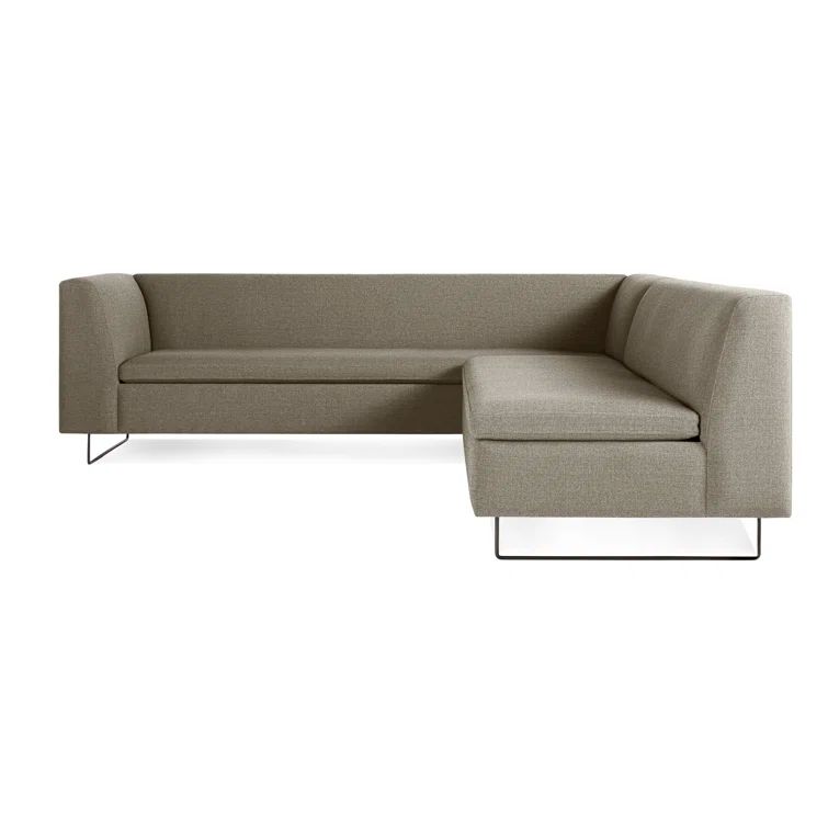 Sanford Black Cotton Blend Sectional Sofa with Wood Legs