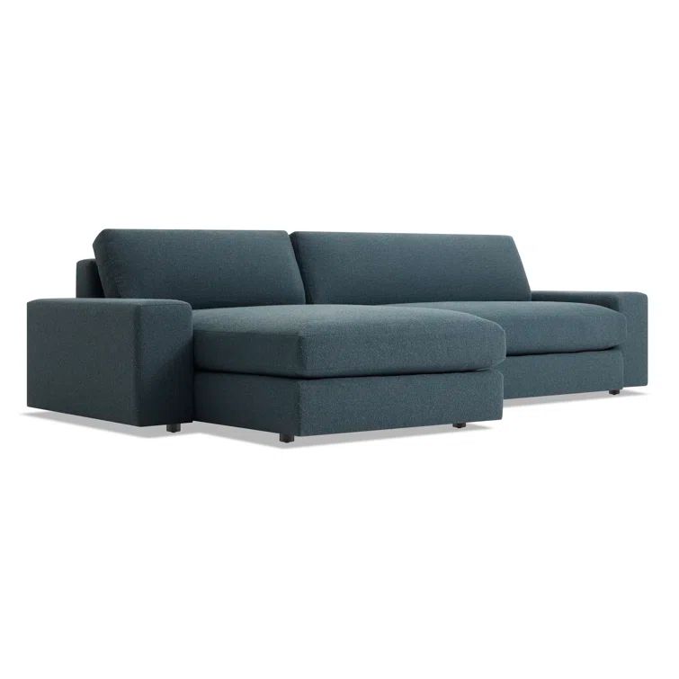 Kelso Blue Wide Chaise Sofa with Hardwood Frame and Removable Cushions