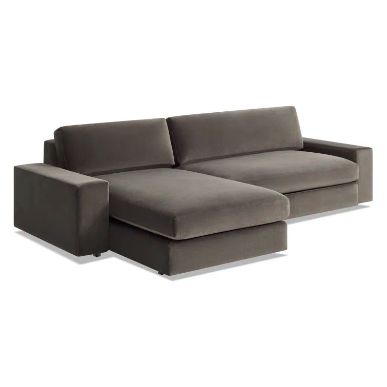 Storm Velvet Left Chaise Sofa with Track Arm