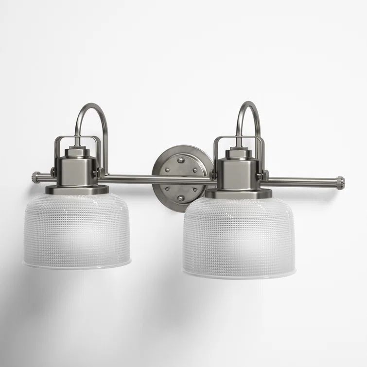 Archie Antique Nickel 2-Light Textured Glass Vanity Bar