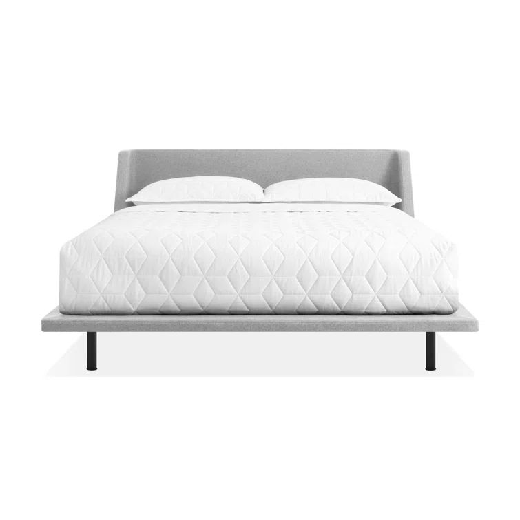 Vesper Light Grey Queen Upholstered Platform Bed with Curved Headboard