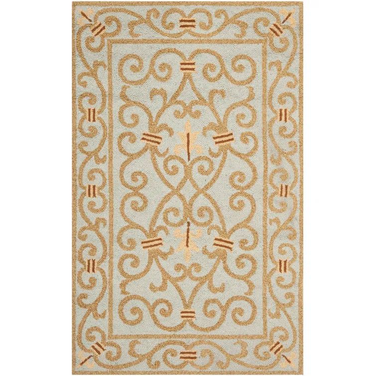 Handmade Light Blue Wool Rectangular Tufted Area Rug