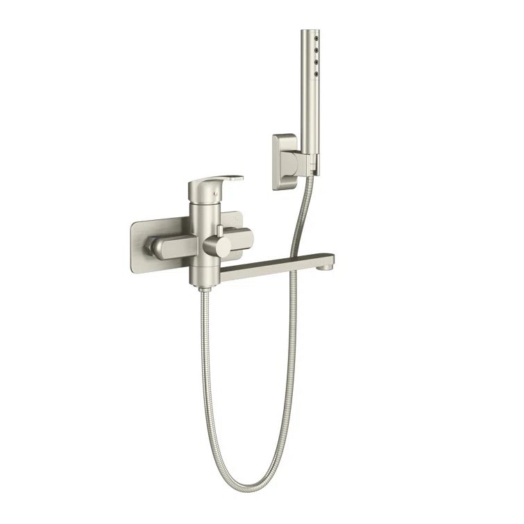 Niagara Brushed Nickel Wall Mounted Tub Filler with Handshower