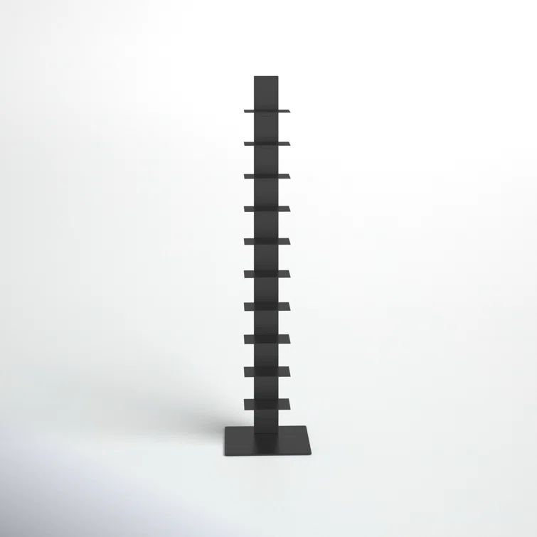Sapiens Anthracite 60'' Powder-Coated Steel Bookcase Tower