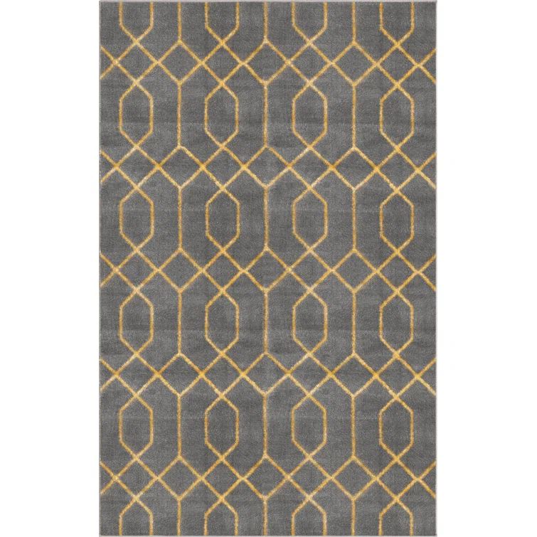 Gray and Gold Trellis 8' x 10' Rectangular Area Rug