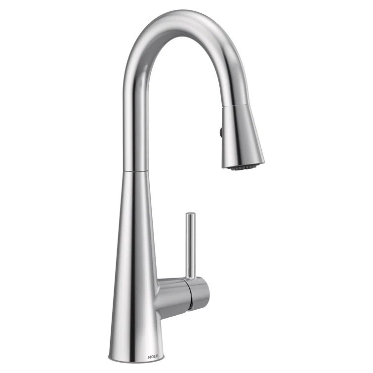 Modern Sleek Chrome Bar Faucet with 360° Swivel Pull-out Spray