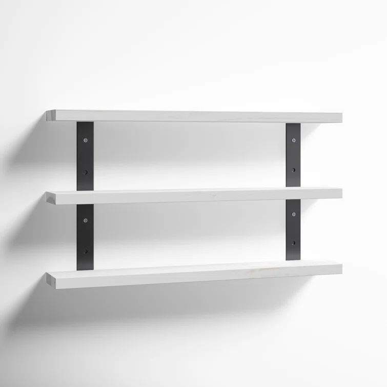 Serene White Pine 3-Tier Floating Wall Shelf