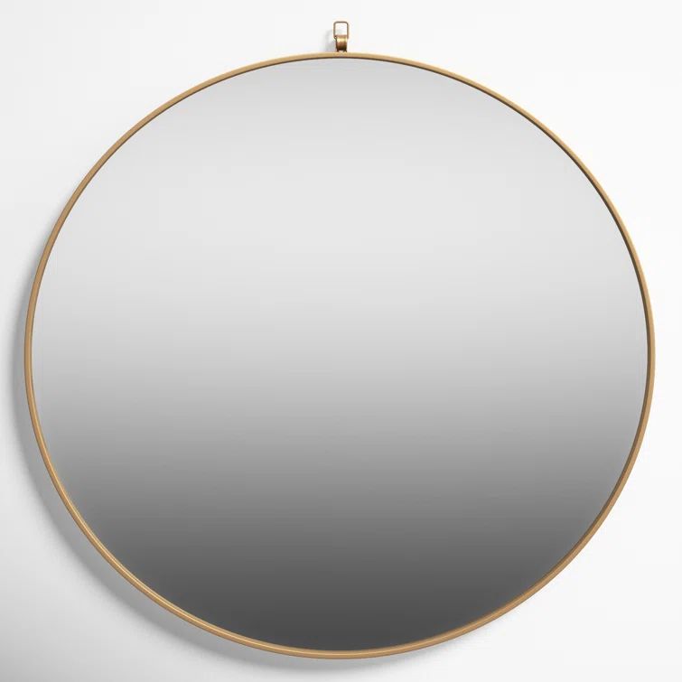 Contemporary 28" Gold Round Metal Frame Mirror with Decorative Hook