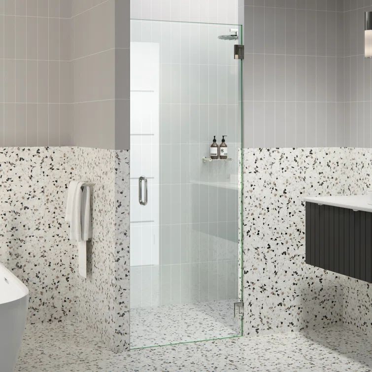 Albedo Polished Chrome Frameless Glass Shower Door 78" Height