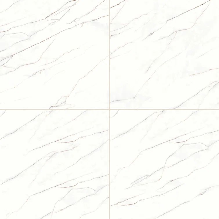 Shandar 24" x 24" White Porcelain Marble Look Tile