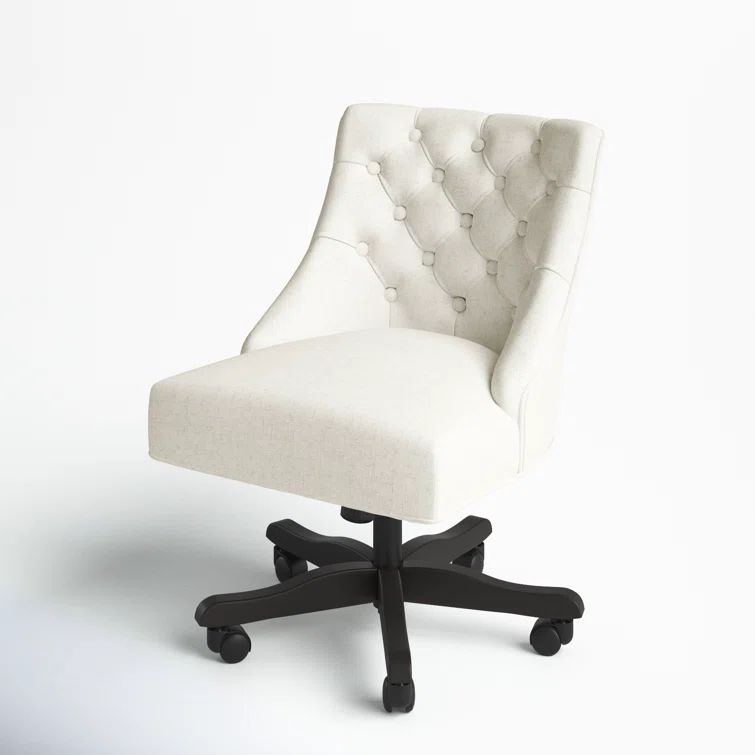 Polished Espresso and Crème Tufted Transitional Desk Chair