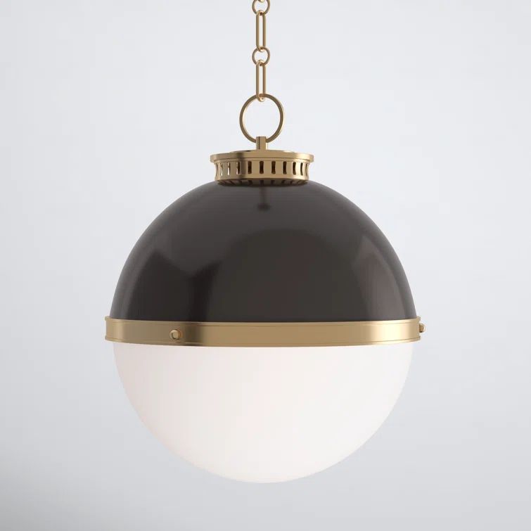 Latham 13.5" Opal Glass Globe Pendant in Aged Bronze