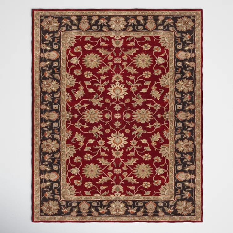 Byler Oriental Handmade Tufted Wool Garnet Area Rug