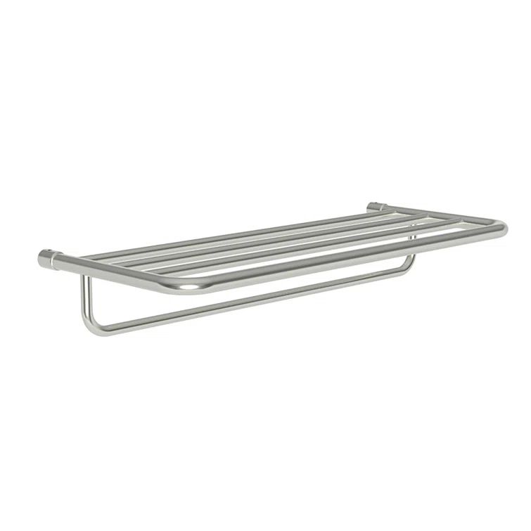 Elegant Polished Nickel 24" Wall-Mounted Hotel Shelf with Towel Bar