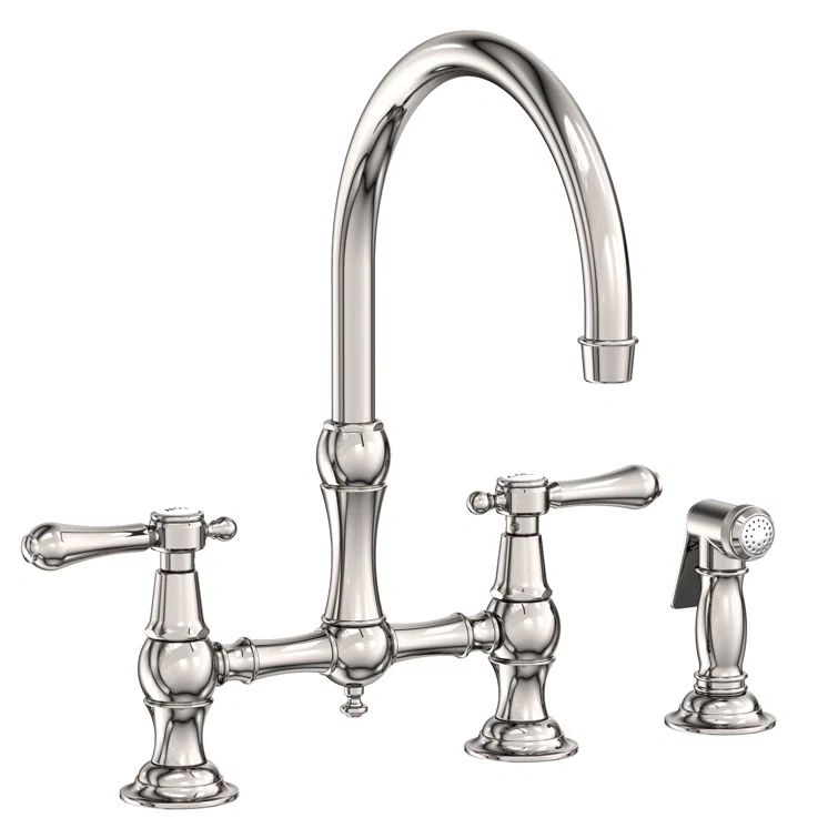 Polished Nickel Bridge Kitchen Faucet with Side Spray
