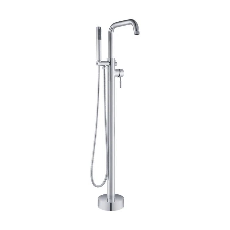Chrome Freestanding Tub Filler with Hand Shower