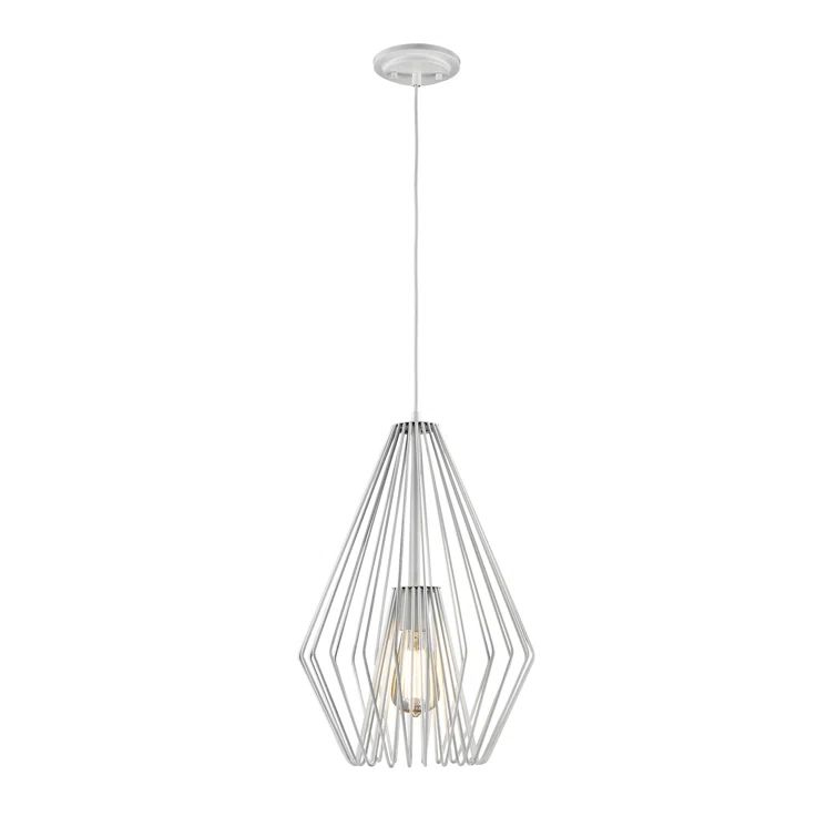 White Geometric Metal Single Light Pendant