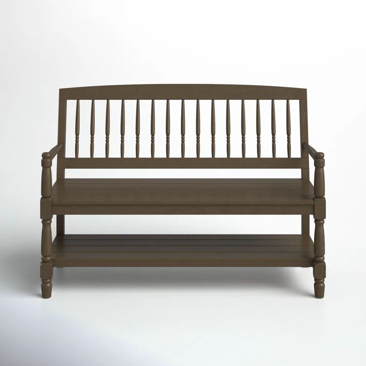 Cody Classic Gray Acacia Wood Outdoor Bench with Storage Shelf