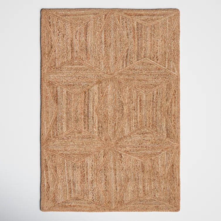 Handwoven Beige Jute Geometric 4' x 6' Area Rug