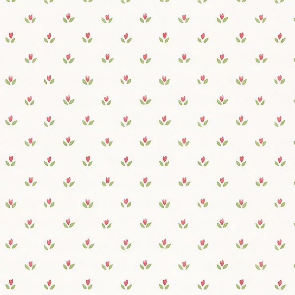 Pre-pasted Red and Green Floral Vinyl Wallpaper Roll