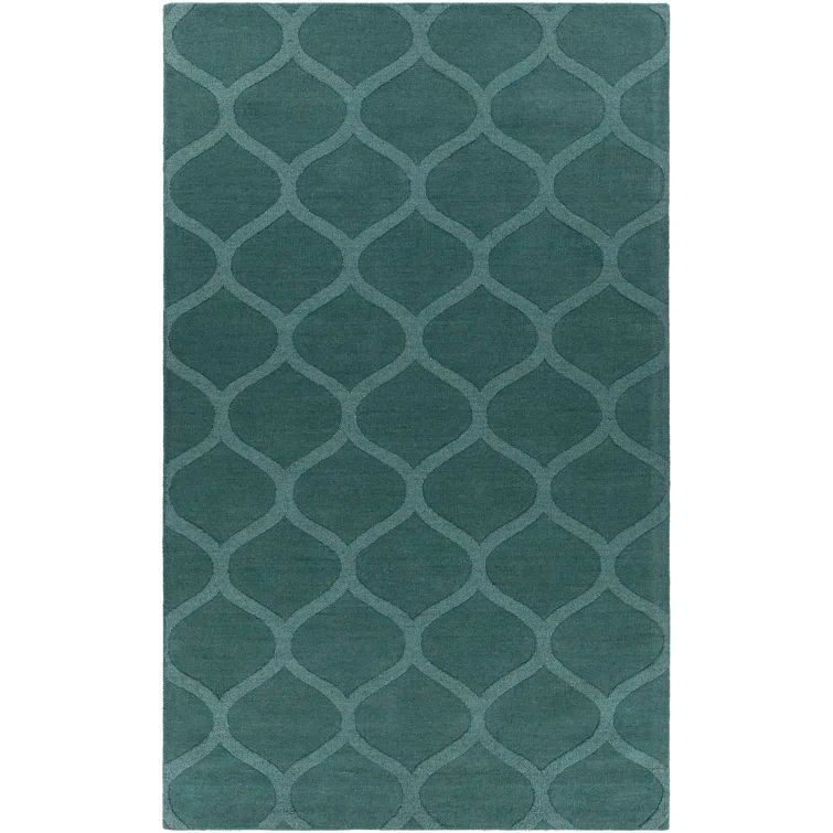 Teal Wool Hand-Tufted Rectangular 8' x 11' Area Rug