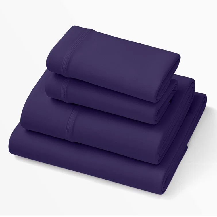 Deep Purple Twin Bamboo Polyester Sheet Set