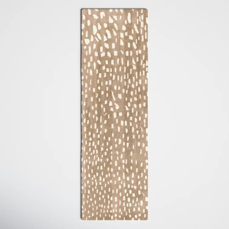 Jona Hand-Tufted Wool Runner Rug in Light Brown and Cream