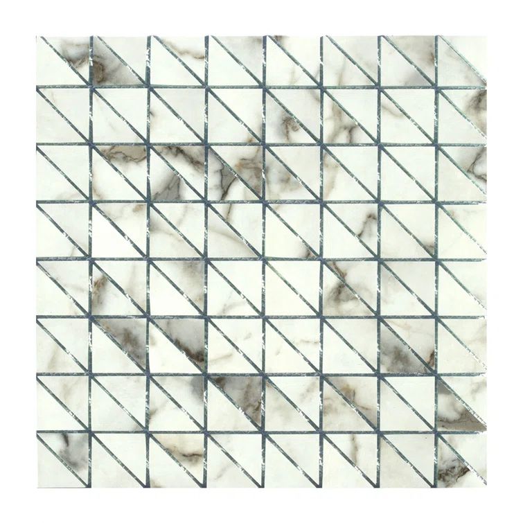 Musico Bianco Carrara 12'' x 12'' Glass Mosaic Tile