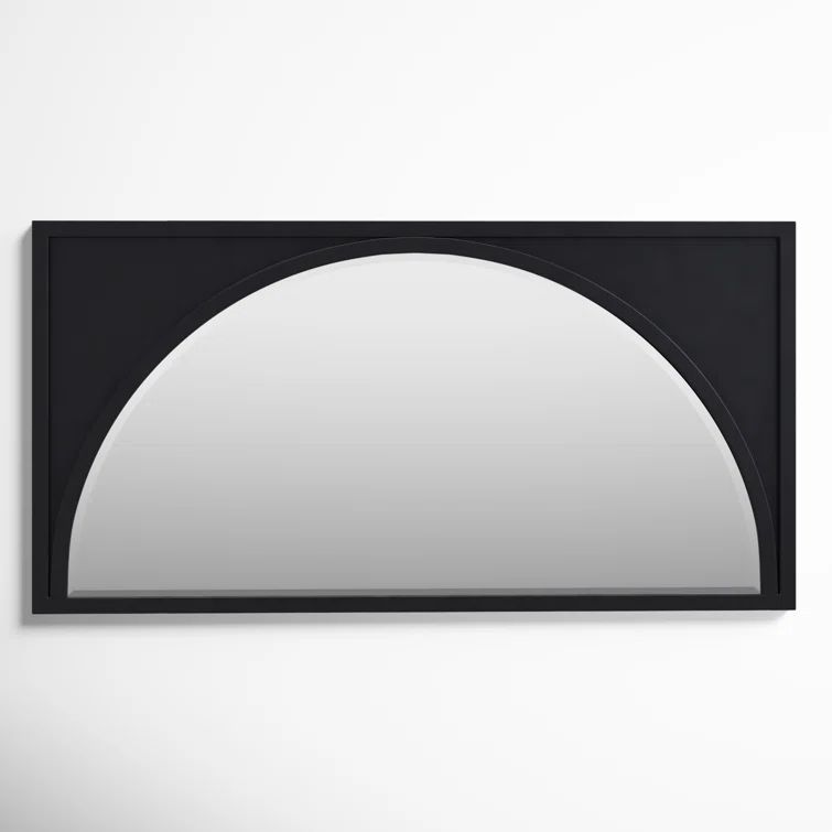 Elegant Satin Black Full-Length Rectangular Wood Wall Mirror