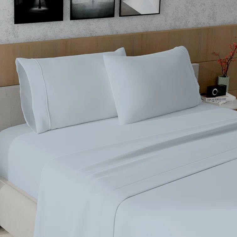 Light Blue King Size Cotton Sateen Pillowcase Set